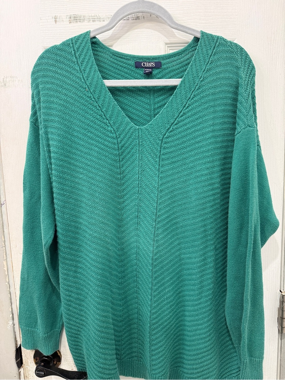 Chaps Women's V-Neck Sweater - Teal Green